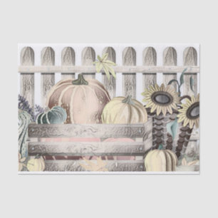 Vintage Fall pumpkins fall colours drawing Tissue Paper