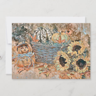 Vintage Fall pumpkins fall colours watercolor Invitation