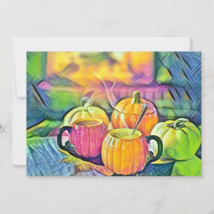 Vintage Fall pumpkins fall colours watercolor Invitation