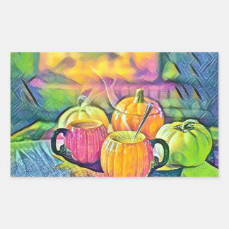 Vintage Fall pumpkins fall colours watercolor Rectangular Sticker