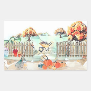 Vintage Fall pumpkins fall colours watercolor  Rectangular Sticker