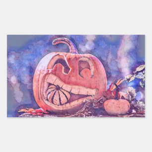 Vintage Fall pumpkins fall colours watercolor Sho Rectangular Sticker