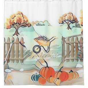 Vintage Fall pumpkins fall colours watercolor  Sho Shower Curtain