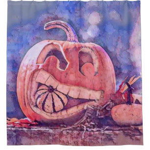 Vintage Fall pumpkins fall colours watercolor  Sho Shower Curtain
