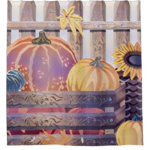 Vintage Fall pumpkins fall colours watercolor Shower Curtain
