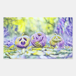Vintage Fall pumpkins fall colours watercolor Squ Rectangular Sticker