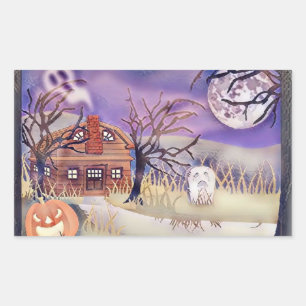 Vintage Fall pumpkins fall colours watercolor Squ Rectangular Sticker