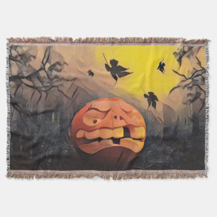 Vintage Fall pumpkins fall colours watercolor Thr Throw Blanket