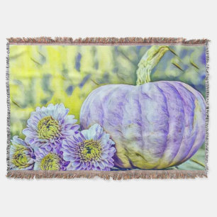 Vintage Fall pumpkins fall colours watercolor  Thr Throw Blanket