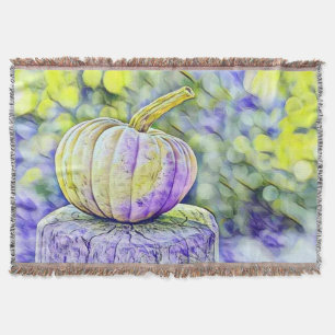 Vintage Fall pumpkins fall colours watercolor  Thr Throw Blanket