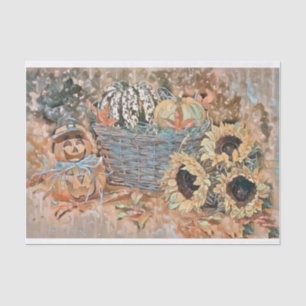 Vintage Fall pumpkins fall colours watercolor  Tissue Paper