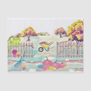 Vintage Fall pumpkins fall colours watercolor Tissue Paper