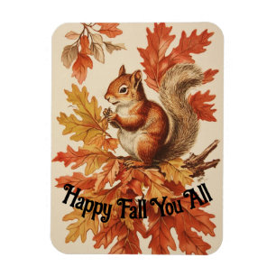 Vintage Fall Squirrel Flexible Magnet