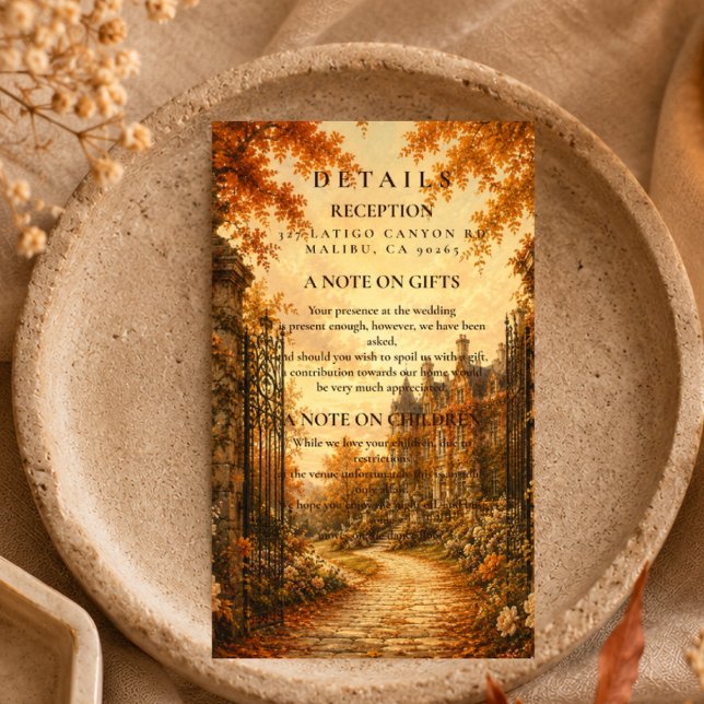 Vintage Fall Wedding Enclosure Card (Creator Uploaded)