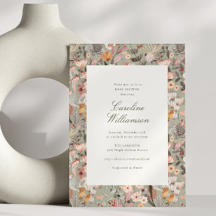 Vintage Fall Wildflower Garden Modern Baby Shower Invitation