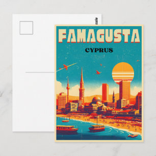 vintage Famagusta Beach Cyprus gifts Postcard