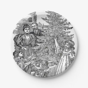 Vintage Family Christmas Paper Plate