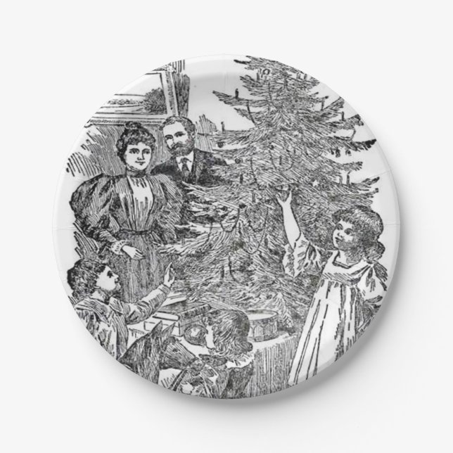 Vintage Family Christmas Paper Plate (Front)