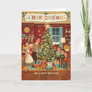 Vintage Family Christmas Tree Card