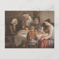 Vintage Family Dinner Prayer Lithograph