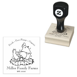 Vintage Family Farm Chicken Egg Carton Rubber Stamp