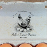 Vintage Family Farm Chicken Egg Carton  Rubber Stamp<br><div class="desc">Customise this rustic vintage look family farm chicken egg carton stamp. Square vintage antique chicken and egg design. Easily customise with your local organic family farm small business farm to table information. Add established date or additional information such as phone number or website. Personalised custom egg farm stamp.</div>