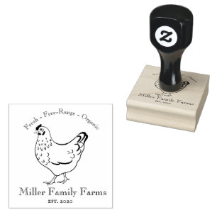 Vintage Family Farm Chicken Egg Carton Rubber Stamp