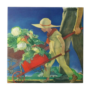 Vintage Family Farm Harvest Bounty Tiles 4.25" sq