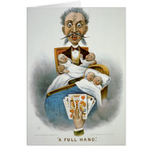 Vintage Family, Father with Babies and Poker Hand