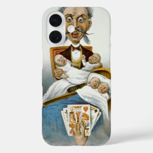 Vintage Family, Father with Quadruplet Babies iPhone 16 Case