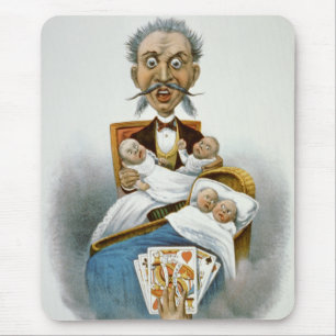Vintage Family, Father with Quadruplet Babies Mouse Mat