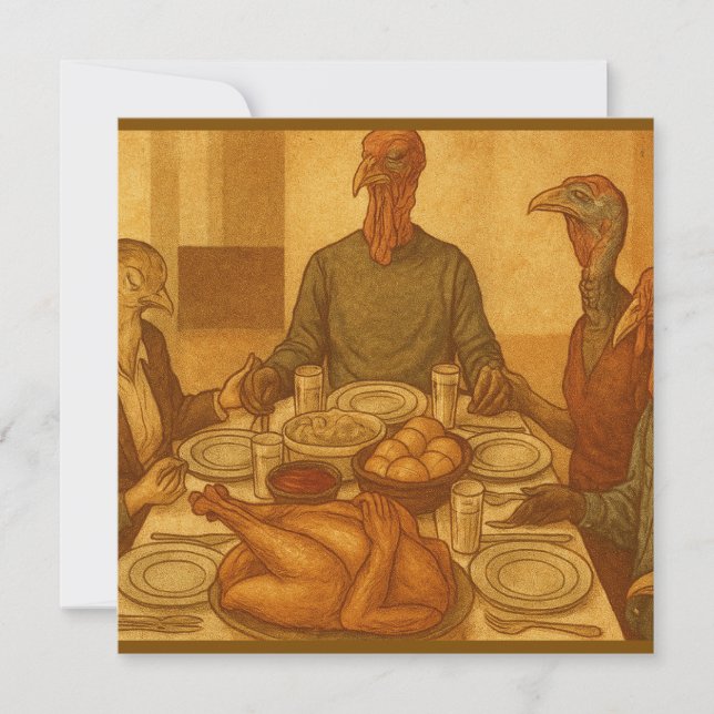 Vintage Family Feast Thanksgiving  Holiday Card (Front)