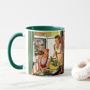 Vintage Family in the Kitchen Mum Dad Kids Snack Mug