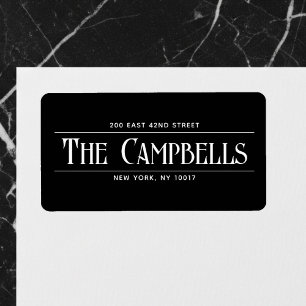 Vintage Family Name Black Return Address Label