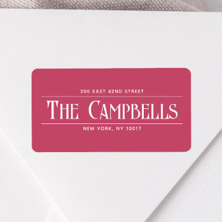 Vintage Family Name Red Return Address Label