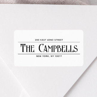 Vintage Family Name White Return Address Label
