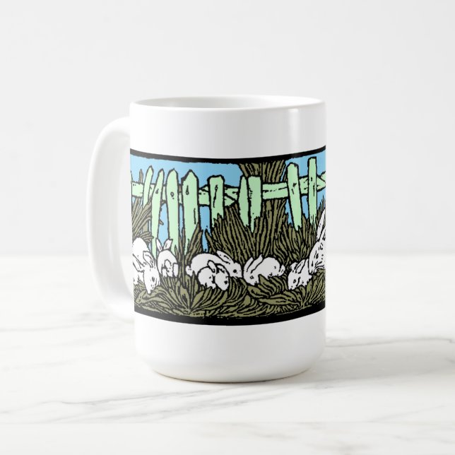Vintage Family of Bunny Rabbits Coffee Mug (Front Left)