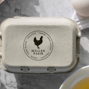 Vintage Family Owned Chicken Farm Egg Carton Self-inking Stamp