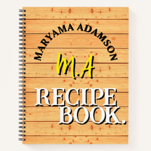 Vintage Family Recipe Book.   Rustic Wooden Notebook