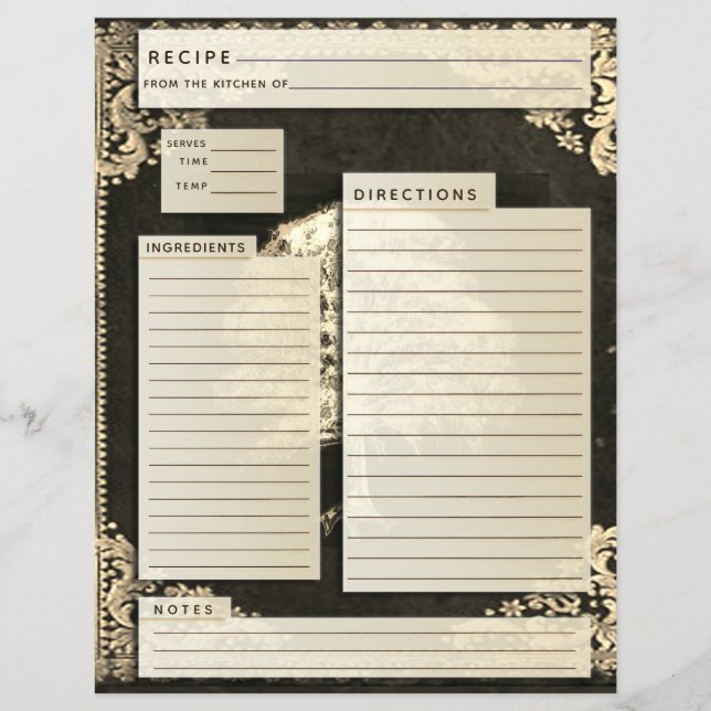 Vintage Family Recipe Insert (Front)