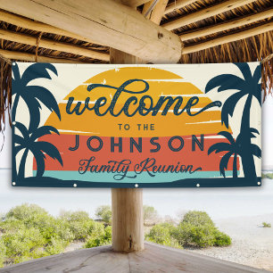 Vintage Family Reunion Beach Sunset Welcome Banner