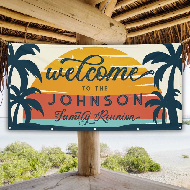 Vintage Family Reunion Beach Sunset Welcome  Banner (Creator Uploaded)