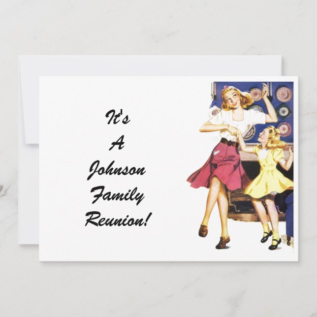 Vintage Family Reunion Happy Mum Child Invitation (Front)