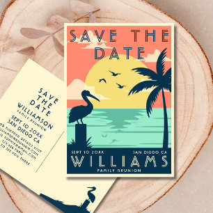 Vintage Family Reunion Save the Date Beach Deco Postcard