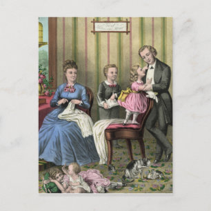 Vintage Family Scene Postcard