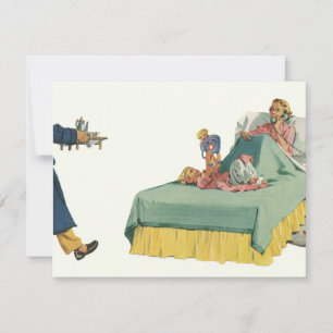 Vintage Family Serving Mum Breakfast in Bed