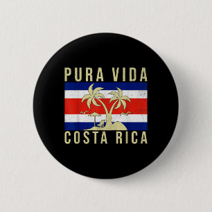 Vintage Family Vacation Costa Rica Flag Pura Vida 6 Cm Round Badge