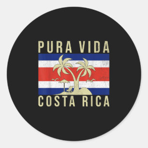 Vintage Family Vacation Costa Rica Flag Pura Vida  Classic Round Sticker