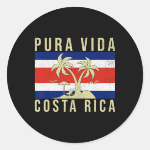 Vintage Family Vacation Costa Rica Flag Pura Vida Classic Round Sticker