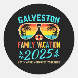 Vintage Family Vacation Galveston Beach 2025 Texas Classic Round Sticker